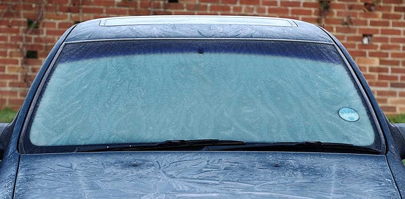 Iced up car windows / car windscreen