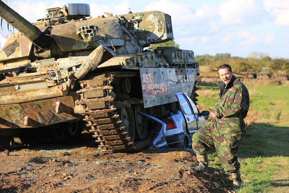 The Car Expert drove a Chieftan tank over an innocent Citroen