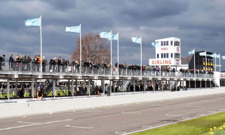 The pit straight at Goodwood. the clouds looked ominous, but rain stayed away for the 73rd Members' Meeting.