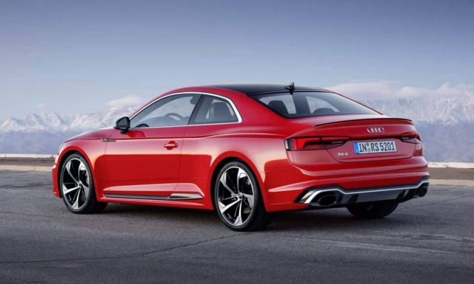 View of the rear and side of the all-new Audi RS 5 Coupe