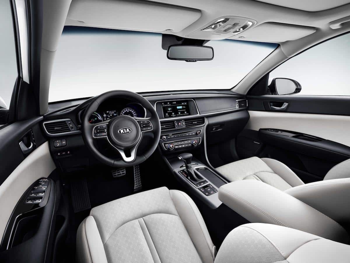 The interior of the Optima Sportswagon, the second of Kias two new plug-in hybrids