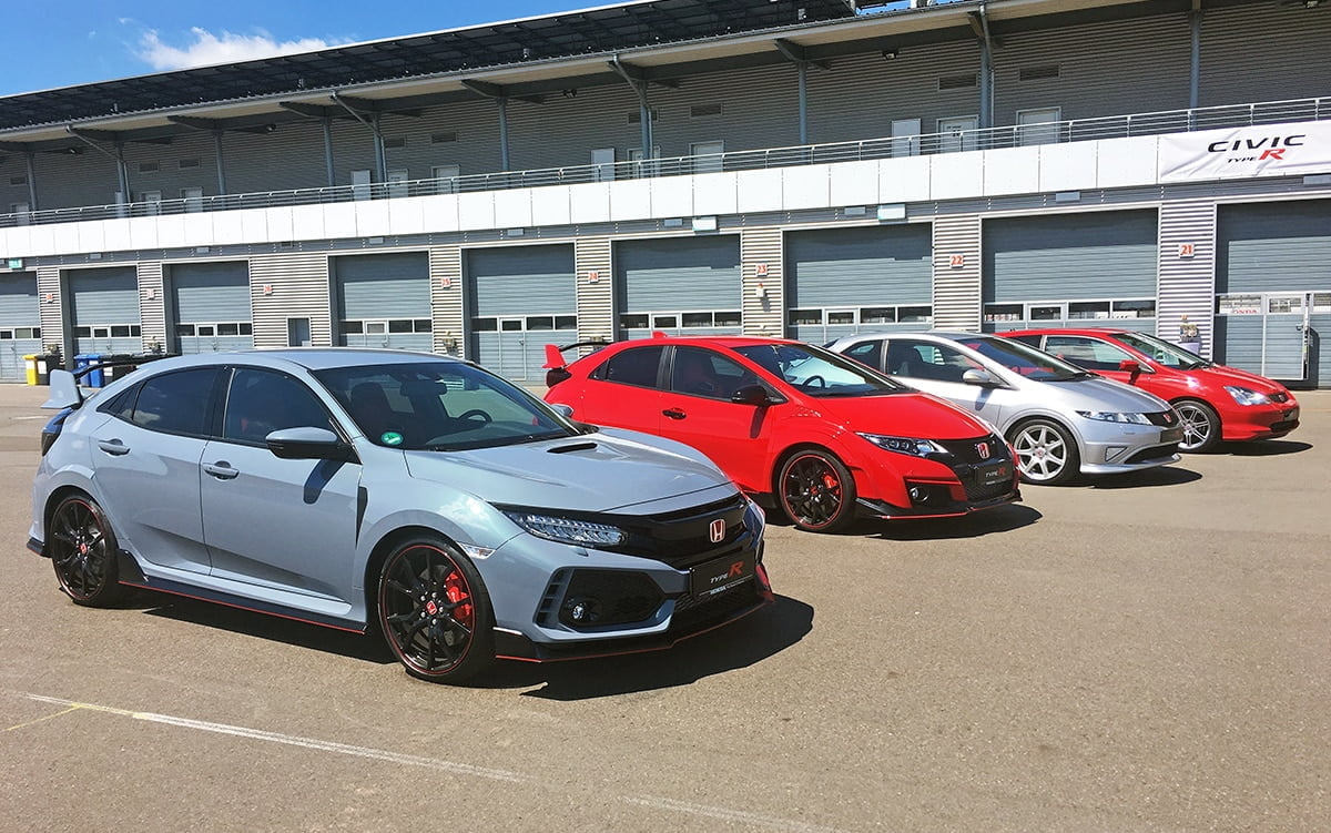Honda Civic Type R 2017 with its predecessors