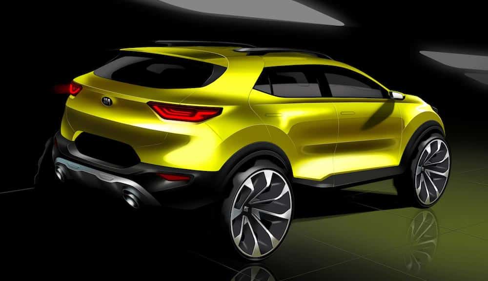 Rearview sketch of new Kia Stonic compact crossover