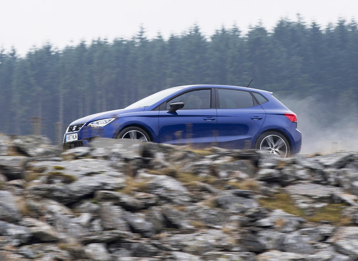 SEAT Ibiza review 2017 - behind rocks (The Car Expert)
