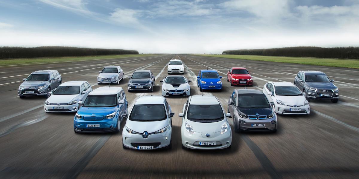 A selection of electric and plug-in hybrid cars now on sale in the UK