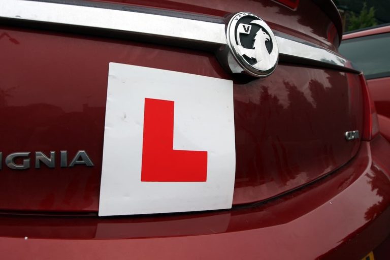 L-plate on car for driving test