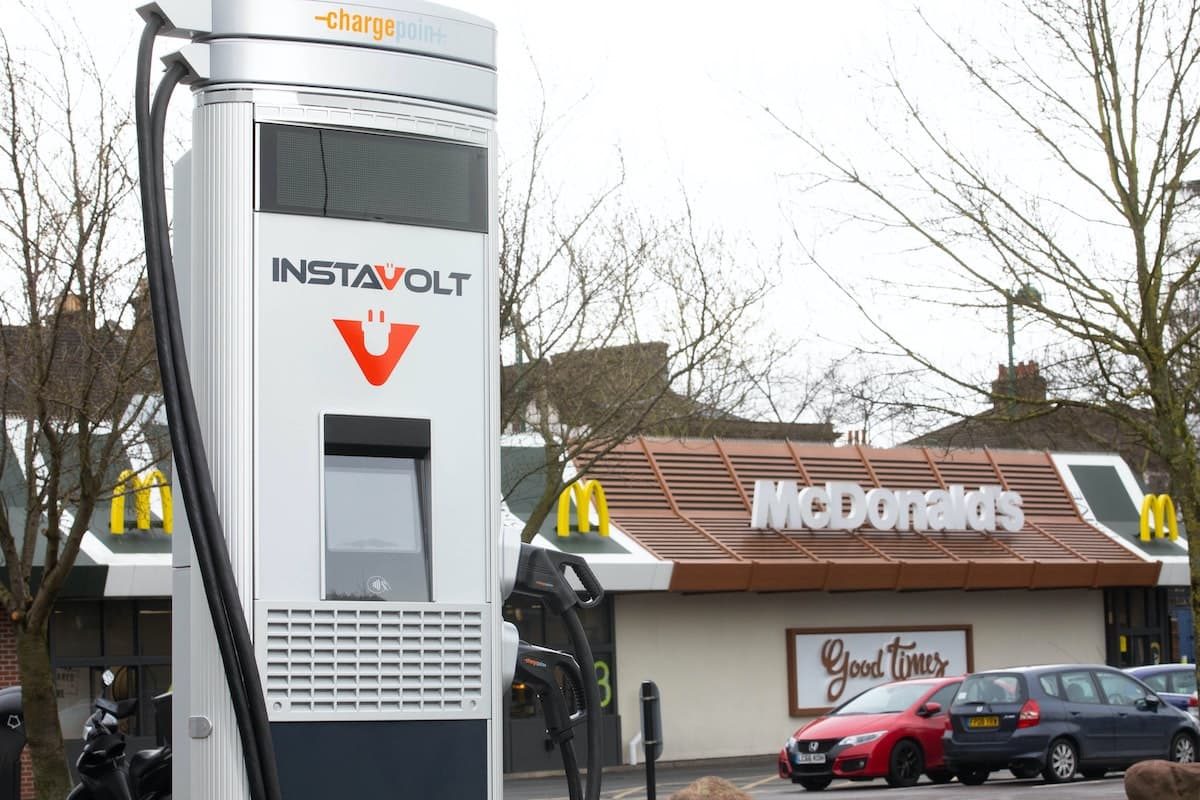 Instavolt electric car charging point at a McDonald's restaurant