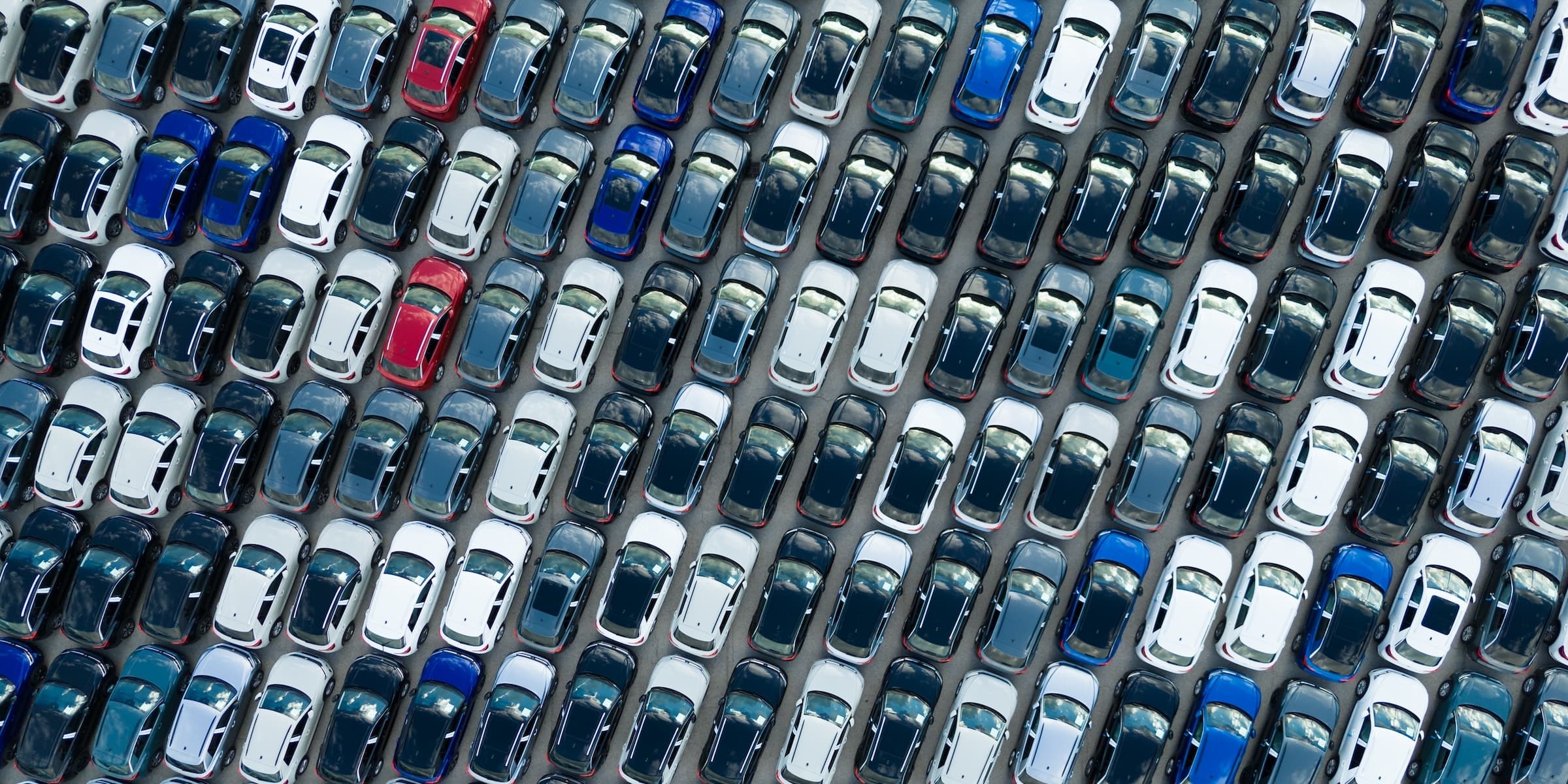 Pre-registered cars in a parking lot