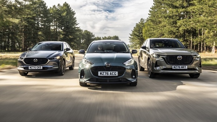 76-plate number plate registrations on a selection of Mazdas