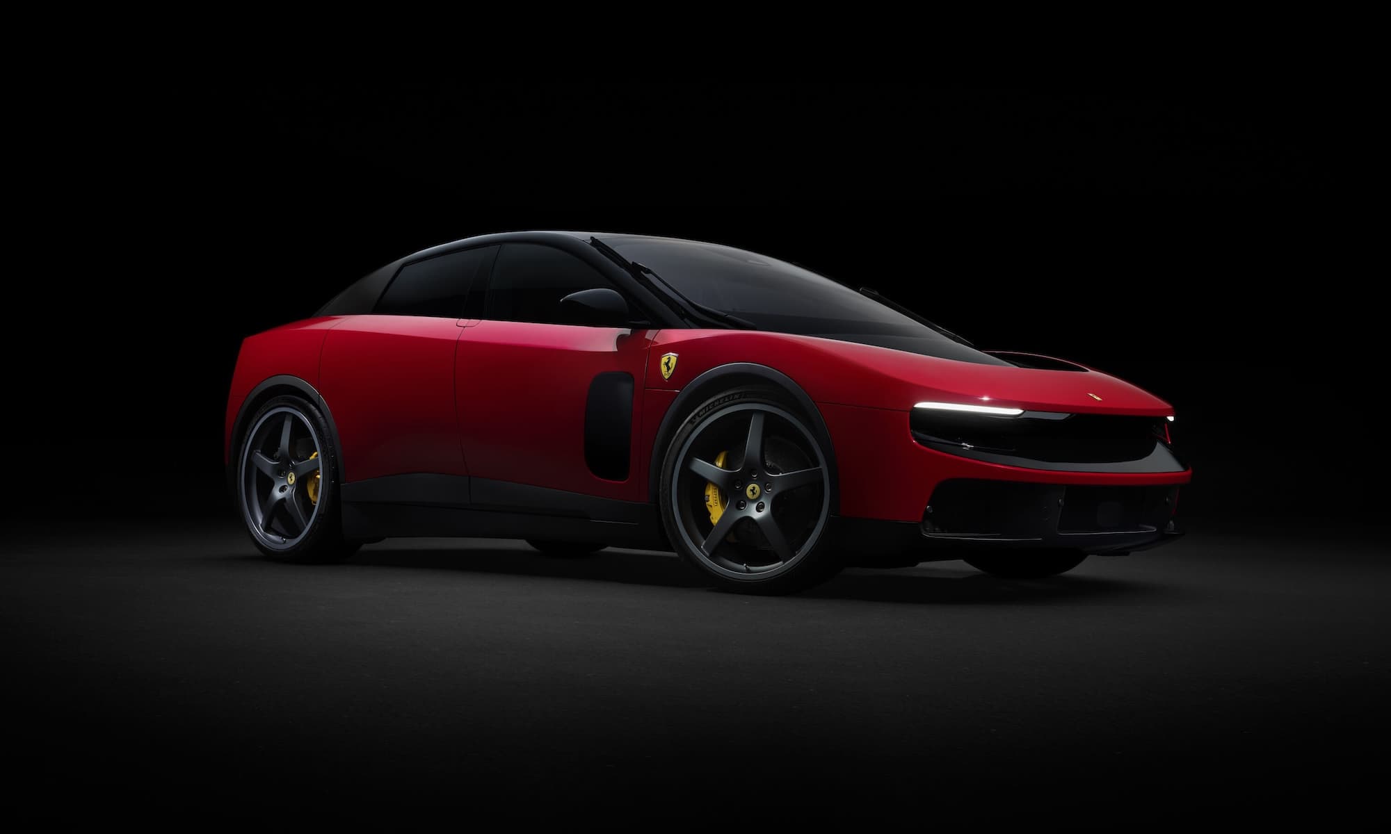 Ferrari Luce, red, front three-quarter view